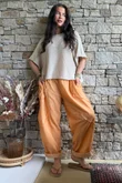 Rustic Nature Linen Blend Barrel Pant Washed Cayenne